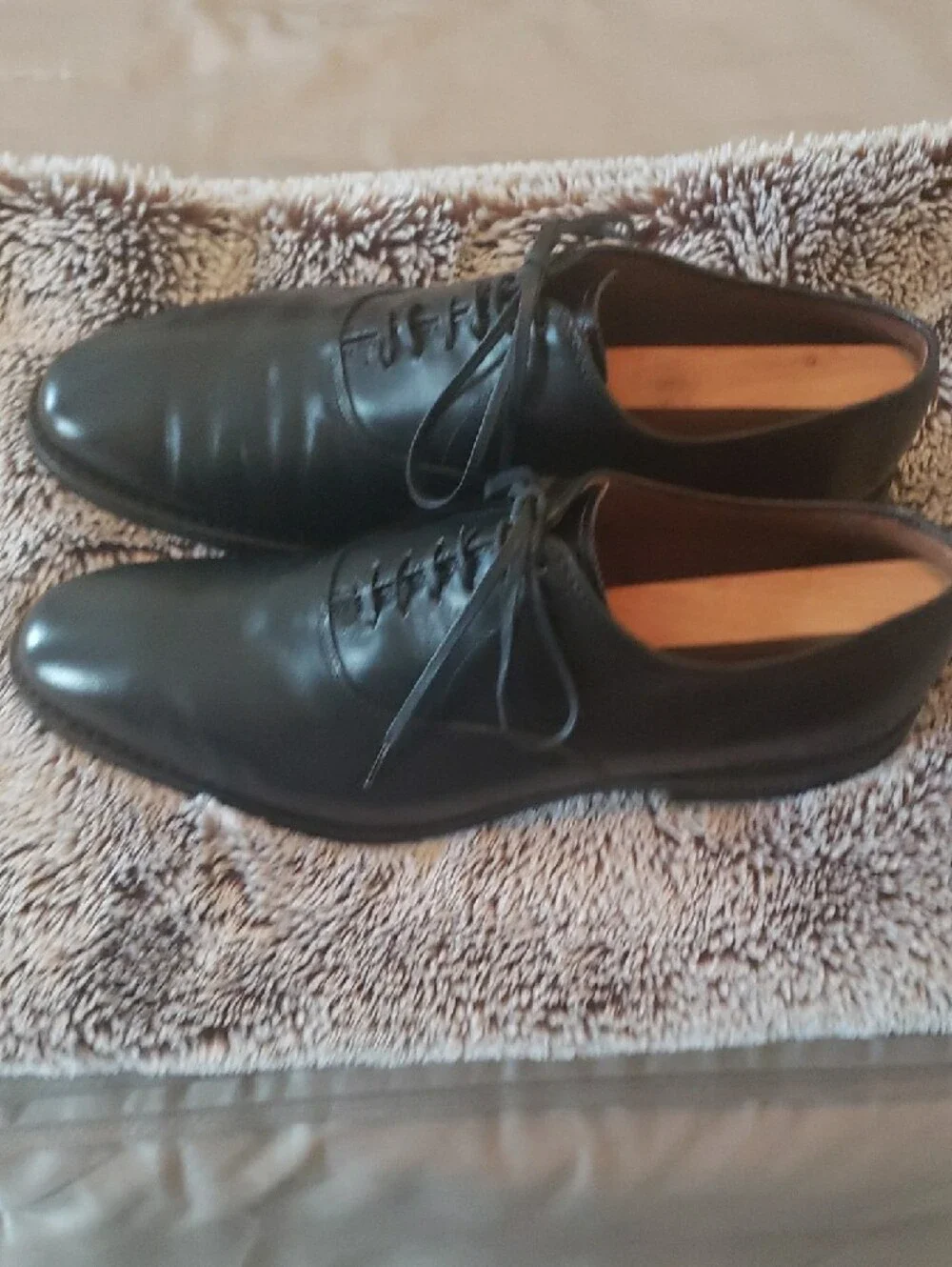 Allen Edmonds Black Leather Plain-Toe Oxford Dress Shoes
